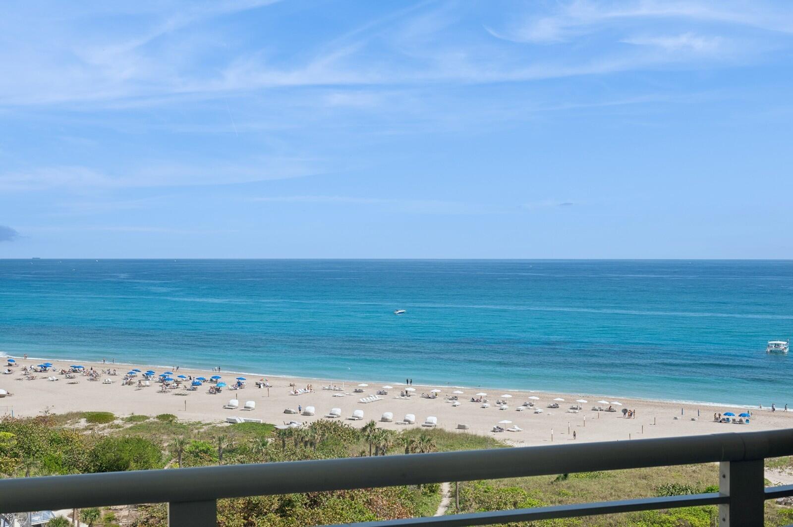 Stunning Oceanfront 2BR/2BA with a classy, contemporary aesthetic. The sleek open kitchen features stylish finishes, bar-top seating, and a bright, airy feel. The primary suite offers a spa-like retreat with a brand-new oversized walk-in shower. Enjoy ocean and Intracoastal views, plus sunrises and sunsets from your private balconies. Tiara offers resort-style living with valet, 24/7 concierge, and a staffed gate. Amenities include a guest suite, heated pool, jacuzzi, tennis, pickleball, fitness centers with steam and sauna, billiards, library, and card room. Enjoy the beachside restaurant--eat in or have it delivered--or dine in the 43rd-floor Marquis Lounge with 360-degree views and nightly dinner service. Just 15 mins to premier shopping, dining, and entertainment, and 20 mins to PBI.
