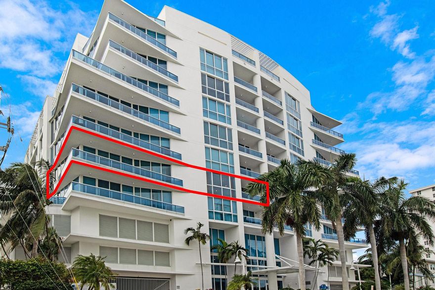 Best deal on the water/near beach. Spacious 2680 feels like a single-family home. Bright, open corner unit with floor to ceiling wrap around windows that provide city, downtown, and partial intracoastal views. Huge kitchen has endless countertops, cabinets, and full pantry. 3 bedrooms with ensuite baths. Primary bathroom is built with separate vanity spaces joined by a shared walk-in shower and jet tub. Has big closets and a private balcony. Off the open concept living room find a 2nd wrap around patio. Peek at the yachts cruising by or enjoy the city lights by night. Large laundry room has separate exit to service hall/trash chute and is the ideal entrance when coming back from the beach, drop sandy gear right into the new w/d. This unit is priced to move now. Act fast. See supplements for financials, disclosure, condo docs.