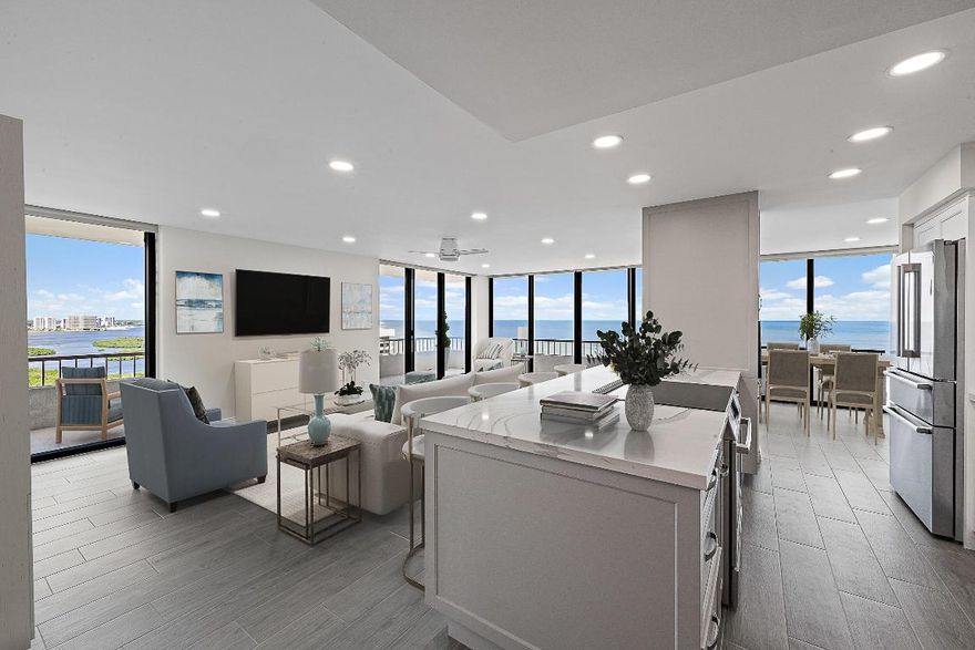 This property boasts some of the best views on Singer Island with incredible water views from every room! Fully renovated move in ready condo with direct ocean unobstructed panoramic views surrounded by gorgeous blue & turquoise waters overlooking the Ocean to the east, John MacArthur Park to the north and Palm Beach lights to the south. Relax watching the boats cruise by while enjoying dining & drinks on your balcony with wide open views. Water Glades residents have access to many amenities including private beach frontage, two heated pools, tennis courts, lush landscaped recreation deck with an oceanfront owner's lounge with gorgeous views and plenty of space for entertaining. Each building has its own exercise room, library and extra storage. Water Glades is a 24-hour manned gated community just adjacent to MacArthur Beach State Park and nature preserve. Singer Island is conveniently located in Northern Palm Beach County offering an abundance of local amenities including nearby shopping @ luxurious
Gardens Mall and world-renowned Worth Avenue, golfing at the North Palm Beach Country Club, PGA National, Abacoa Golf Club, in addition to a plethora of water sports such as world-class snorkeling, scuba diving, sailing, jet-skiing, kayaking, paddle-boarding, and some of the best fishing in South Florida, all with easy access to Palm Beach International Airport!