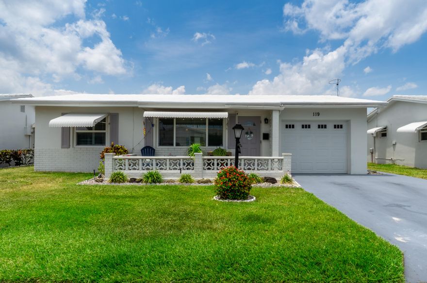 Welcome to this Fairmont model single family home in the desirable 55+ community of Palm Beach Leisureville in Boynton Beach. This 2 bedroom, 1 bath home with a 1 car garage features tile flooring throughout, a remodeled kitchen, and an updated bathroom, offering a clean and comfortable interior. Enjoy peace of mind with impact windows and doors installed in 2017, an impact garage door, a tile roof with Southern Coating applied in 2021, and a flat roof replaced in 2025. The property also includes a pre-paid recreational lease, adding excellent long-term value. Palm Beach Leisureville is more than a neighborhood, it's a lifestyle. Just minutes from the Intracoastal and the Atlantic's white-sand beaches, it offers three clubhouses with heated/cooled pools, saunas, steam rooms, fitness center, bocce, shuffleboard, hobby shops, and a private 18-hole par-three golf course, all included in the low HOA along with free golf, lawn care, exterior house painting and garbage/recycling services. Located near shopping, dining, and cultural destinations in Delray and West Palm Beach, with easy access to I-95, Florida's Turnpike, Brightline, and two international airports, this community makes every day feel like vacation. Don't miss this opportunity to own a slice of South Florida's best-kept secret. Schedule your private showing today.