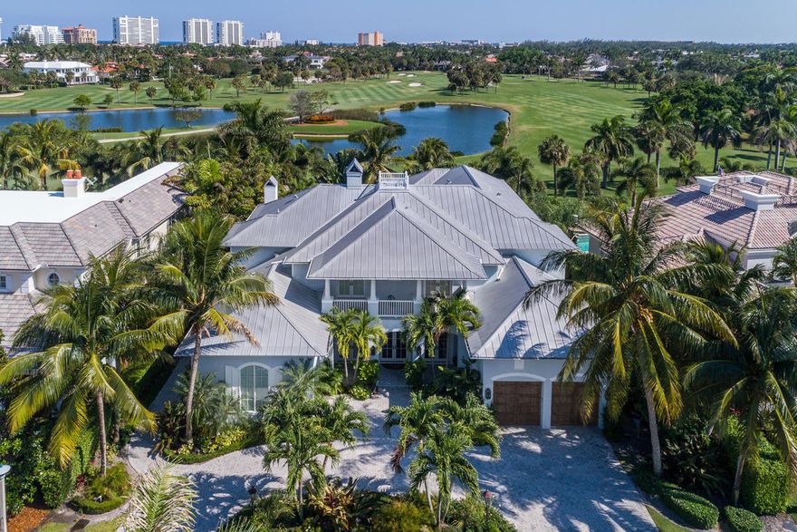 Stunning home on golf course in Royal Palm Yacht & Country Club overlooking 3 fairways! Home has 5 bedrooms, 6.2 bathrooms, and 7246 sqft under air. Features include Brazilian walnut flooring throughout, large office w/ custom millwork, six seat movie theater, gourmet kitchen overlooking breakfast area & family room with views of the golf course. 2nd floor master suite w/ large his & her walk-in closets, separate his & her bathrooms and French doors leading out to a large balcony overlooking golf course. Great outside entertaining area with Tuscan wood pizza oven, BBQ, heated salt water pool & spa w/ beach entrance and waterfall grotto, outdoor speakers, gas tiki torches, and surrounded by lush tropical landscaping. Home has generator, all natural gas, 3 car garage plus golf cart and more!
