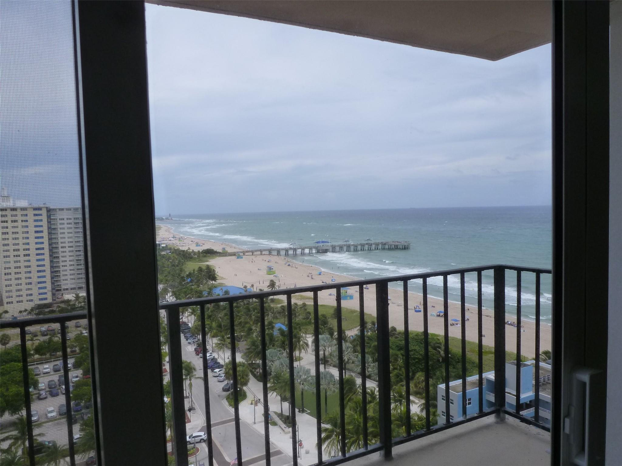 Enjoy your winter on the beach in this lovely 2 bedroom 2 bath convertible condo with amazing unobstructed ocean views looking north to Hillsboro Lighthouse. Gleaming kitchen with stainless appliances, quartz counters, tiled throughout. Living room has a sleeper sofa. Second bedroom has a single sleeper sofa and folding door. . King size bed in primary bedroom and en suite bath with walk-in shower. Fabulous amenities in beachfront recreation center including 2 pools. 2 gyms, bar, bbq grills and picnic tables on he beach and so much more. Enjoy social activities throughout the season. Great location, walk to shopping, dining, fishing pier and all that Pompano Beach has to offer. Cable and internet included. Three month minimum. Ongoing concrete restoration taking place.