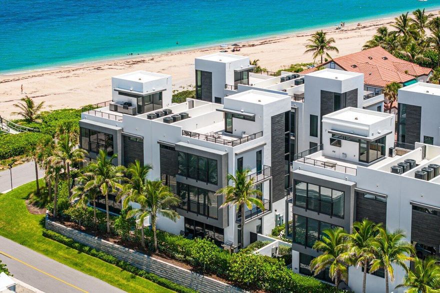 Discover unparalleled sophistication and contemporary elegance in this newly constructed townhouse, nestled within the exclusive gated community of Gulf Stream Views. Positioned just one unit from the ocean along the prestigious Old Ocean corridor of Ocean Ridge, 11489 Old Ocean Blvd offers private beach access,  breathtaking ocean views and an abundance of natural light. This spacious residence spans 3,386 square feet and features four bedrooms and four and a half baths, setting a new benchmark for luxury living. The first floor opens to a private garden, with a plunge pool and includes a cozy casual area/bedroom with a full bath. The second floor features a great room with floor-to-ceiling impact windows, flooding the space with light and providing spectacular ocean views.