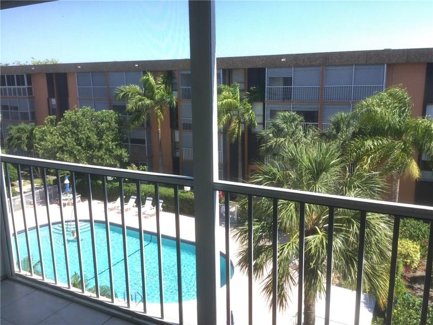 Rare Penthouse Condo in Deerfield Beach! Great location, walk/bike to nearby restaurants, shops and the beaches.  One bedroom, one and half baths, washer/dryer hookups, bright south exposure with sky/garden/pool views from your screened-in balcony with storm shutters, accordion shutters on the units windows.  Newer roof, elevator and low monthly fees!  Enjoy the resort style heated swimming pool or a game of bocce in this active 55+ community.