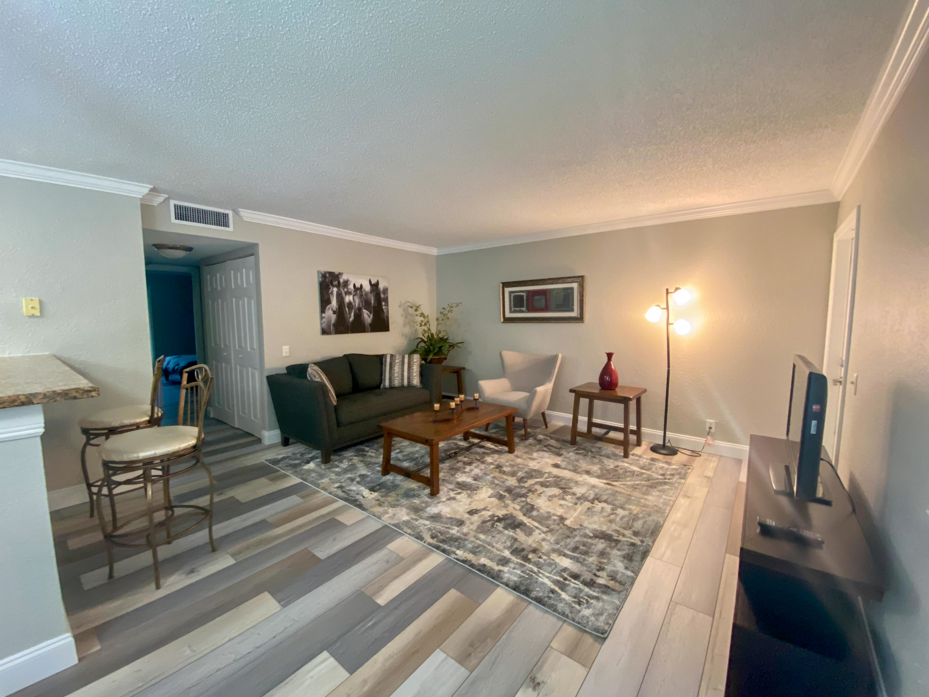 Easy Move-In! No HOA Approval required! Trucks, including duallies, and motorcycles, allowed! Updated turnkey two bedroom two bath condominium within walking distance to restaurants, day spa, gym, and more! This apartment features a screened balcony, large walk-in closets, and is in close proximity to the community pool! Pets determined on a case by case basis. Available Seasonally for $4,000/mth, or may be available annually as well! All offers welcome!