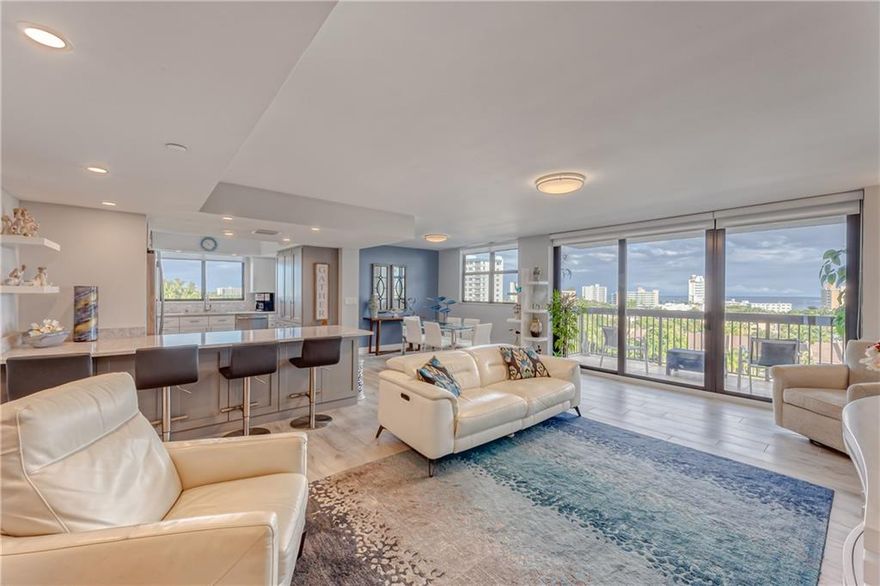 Make this your next home with Unobstructed panoramic Ocean & Intracoastal views from this NE 8th Floor corner unit with East facing private balcony. Water views from every window! 2/2 remodeled and renovated includes 2 master suites with newer A/C, washer/dryer, wood grain tile throughout, frosted glass pocket doors and organized closet, remodeled kitchen, NEW impact windows. Nothing was spared in this unit. This building has fire sprinkler system! Most sought after building on the West side of the Intracoastal so no waiting on the bridge. 24/7 security, magnificent resort style heated pool located on water's edge, garage parking. Located 2 short blocks to the beach, restaurants, shopping, boat ramp next door, golf, just 25 minutes to FLL airport. PET FRIENDLY - 2 pets up to 25 lbs each!