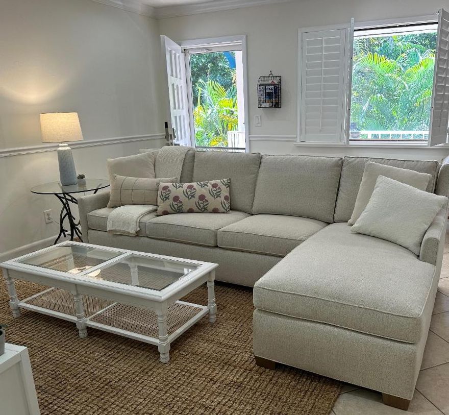This beautifully designed 2-bedroom, 2-bath condominium is located in a six-unit boutique complex, tucked away on a quiet residential street and just a short walk to the ocean (Florida's #1 Beach). Set in one of Delray Beach's most desirable neighborhoods-lined with multi-million-dollar homes, the property sits directly across from the Intracoastal Waterway and is within easy walking distance of downtown Delray's restaurants, shops, and cafés.
This top-floor, corner residence (2nd floor) overlooks the garden and has been professionally designed and fully furnished with comfort, quality, and relaxation in mind. It has been freshly painted, and is maintained to the highest standards of cleanliness, with a deep clean performed between every guest.
The primary bedroom features a King-size poster bed with an award-winning WinkBed hybrid mattress, luxurious down comforter and pillows, ultra-soft cotton sheets, a spacious walk-in closet, and a private en-suite bathroom. The second bedroom offers a comfortable queen-size bed, a large closet, and a full bathroom conveniently located just outside the door. Both bathrooms are stocked with plush cotton towels and a starter supply of shampoo, conditioner and toilet paper.
The balcony is furnished with comfortable seating and is the perfect place to enjoy your morning coffee or an evening cocktail while listening to boats glide by on the Intracoastal Waterway.
Additional features include:
In-unit stackable front-load washer and dryer
50" flat-screen TV in the living room and an additional flat-screen TV in the bedroom
One assigned on-site parking space, plus ample free street parking
Non-smoking residence
For seasonal rentals only, internet, cable, electricity, and one professional cleaning per month are included. For off season stays of one month or longer, a monthly professional cleaning by our trusted cleaning team is required (details available upon request).
Please note: Florida Tourism Tax (13%) applies to stays of less than six months.
This serene and thoughtfully appointed condo offers the perfect blend of comfort, privacy, and walkable coastal livingan ideal place to relax and enjoy everything Delray Beach has to​​‌​​​​‌​‌​​​‌‌​​​‌‌‌​​‌​​‌‌​​​​ offer.