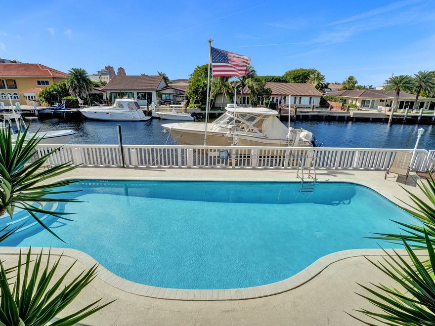 SEASONAL LEASE  WITH DOCK AVAILABLE for boat up to 30 ft.. ALSO AVAILABLE WITHOUT DOCK USAGE FOR $4900. MONTH.  Here is your opportunity to enjoy this fully renovated waterfront unit in a gated Boutique building in East Fort Lauderdales' Coral Ridge neighborhood.  Gorgeous views of the Intracoastal Waterway right from your front patio and pool area.  Enjoy an everyday boat parade. Unit aavailable for a 4-6 month rental, between October and April. . Beautifully furnished and fully ready for your move in. First floor location with private fromt patio. Electric will be deducted from your security deposit at time lease ends. Conveniently located close to the beach, restaraunts and shops. You will LOVE the quiet peaceful setting Lafayette Arms has to offer.