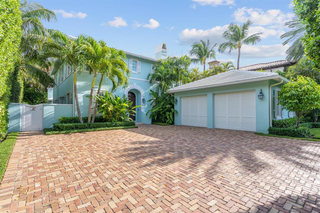 Welcome Home! Step into this impeccable Bermuda style home, 4/4+, 2 car garage, located four houses from the Atlantic Ocean on a beautiful street walking distance to the beach, Worth Avenue, The Colony Hotel, dining and the many conveniences of Palm Beach! This cheerful two story home with a backyard ready to entertain offers privacy set back from the daily life of sun, surf and fun. The home is soothing with its natural light and landscaping - the perfect example of Palm Beach living. Spacious chef's kitchen with Wolf appliances, outdoor built-in bbq, foyer, morning room/den/bar room, dining room, eat-in kitchen, flexible bedroom, gym or office on first floor. Upstairs master and walk-in closet alongside 2 bedrooms and sitting area. Ideal for those ready to live the PB dream.