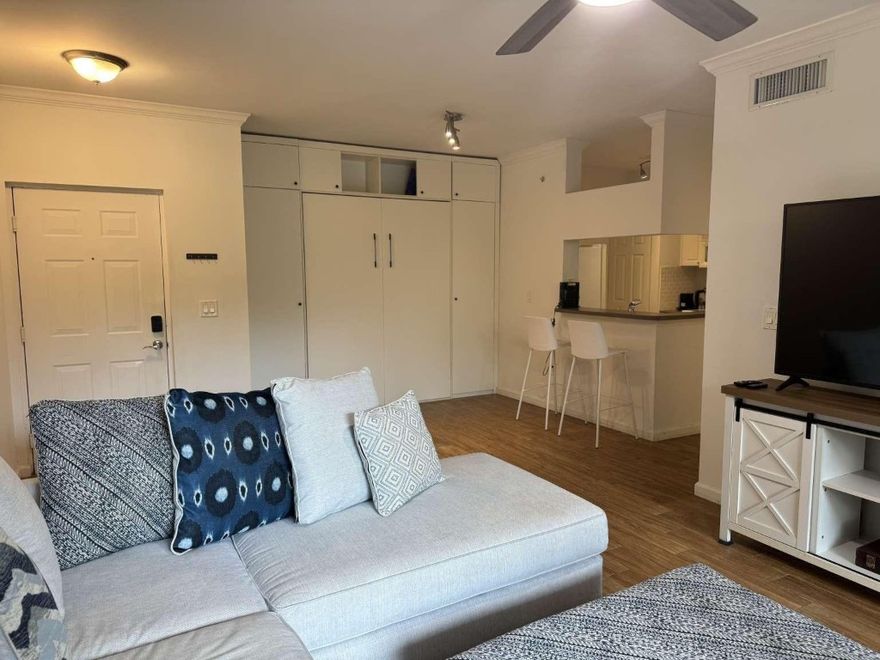 Pet-Friendly (No size restrictions)! Spacious 1 bed / 1 bath ground-floor condo with a beautiful courtyard entrance and serene garden views, offering the charm of a townhouse and the privacy of your own yard. Includes one designated parking space.Enjoy resort-style living with two pools featuring stunning Intracoastal views. Recent 2024 upgrades to the community include new gym equipment, BBQ areas, and pool furniture. The unit is tiled throughout and in excellent condition. A built-in Murphy bed in the living room provides extra sleeping space for guests.Prime Sunny Isles location—no car needed! Close to schools, dining, shopping, the beach, and more. Mediterranean-style building with gorgeous amenities: pools, jacuzzi, fitness center, business center, clubhouse, playroom, billiards, conference room, 24-hour security, and more.HOA: $426/month. Price is firm.