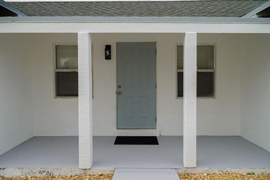 WELCOME TO A GREAT SINGLE FAMILY HOME WITH  2 BEDROOMS AND  1 BATH  MOVE IN READY. HURRICANE STORM PANELS COMPLETE.  THIS SINGLE FAMILY HOME IS WELL MAINTAINED. THIS HOME SITS ON CINDERBLOCKS AND HAS FRONT UNDERGROUND ACCESS FOR MAINTENANCE. IT COMES WITH FRAME BUILD AND STUCCO; WITH A 9 YEAR OLD ROOF.  IN THE BACK OF THE PROPERTY YOU'LL FIND A STORAGE AREA WITH HURRICANE STORM PANELS  AND RIGHT NEXT TO IT, A STORAGE/LAUNDRY ROOM WITH WASHER AND DRYER.