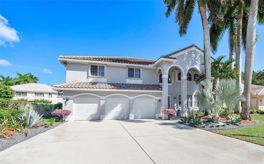 5-bed, 4-bath pool home nestled in a quiet cul-de-sac of gated Heron Ridge community. Solid floors & soaring ceilings allow natural light to saturate living spaces. This home is move-in ready with a modern kitchen, updated bathrooms, & lush landscaping. The fully fenced yard & sparkling pool are an entertainer's dream! This property includes a 3-car garage, with gym conversion. Key updates are a 2022 roof, hurricane impact protection & newer AC's. Make an offer & experience joy in this Oasis!