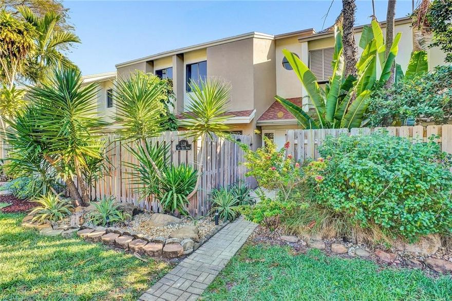 Welcome Home! This rarely available townhome in downtown Ft Lauderdale can be yours. The central A/C is two years old. Large laundry Room.You would even have a fenced front yard and your own backyard. The complex has a guard gate, heated pool, tennis court, club house. The grounds are kept beautifully. This townhome is close to so much including Las Olas, River Walk, Broward Center of Performing Arts, The Museum of Discovery and Science, Flagler Village and much more. Close to coffee shops, restaurants, breweries and bars. Close to Wilton Manors and all it has to offer for the fraction of the price. Nearby is the beach, lots of shopping, the Ft. Lauderdale airport, the highway, and yes less than a block to the BRIGHTLINE which is in a quiet zone. LOCATION, LOCATION, LOCATION!