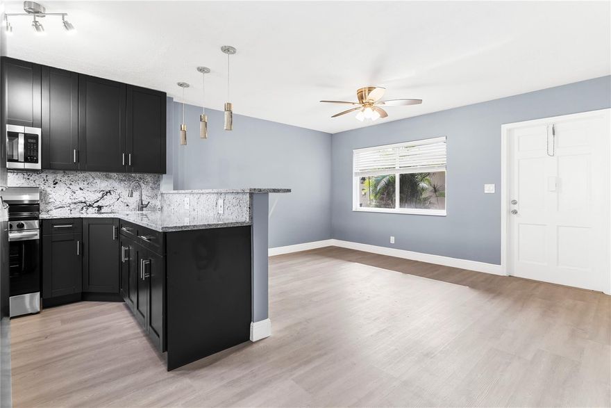 RAPID APPROVAL! Fully Renovated 1 Bedroom + 1 Bathroom unit with private entrance and yard space! Nestled in a tranquil community east of Federal Hwy, this residence offers the luxury of style, safety, and convenience. The unit includes 1-bedroom, a luxury open concept kitchen, bathroom, 1 parking space, and outdoor space. Conveniently located close to the beach with easy access from I95 and Florida Turnpike.