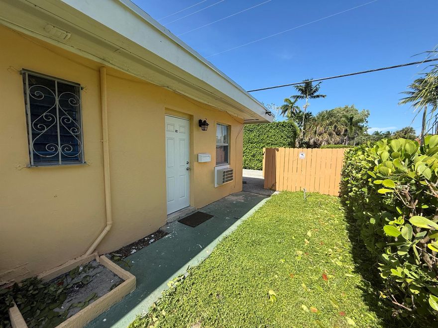 Great location for this studio apartment. Quiet community with nice courtyard. Water and electric are included in the rent! Just a few minutes from downtown West Palm Beach. Close to 95 and mass transit. NO DOGS! NO SMOKING!! All applicants must do a credit and background report and a $100 admin fee due at move in. Need to see one month of pay stubs and photo ID prior to making an appointment. Income must be 2.5x rent. First, last and security due at move in. Owner may consider first and security for qualified applicants Make an appointment to view this listing today.