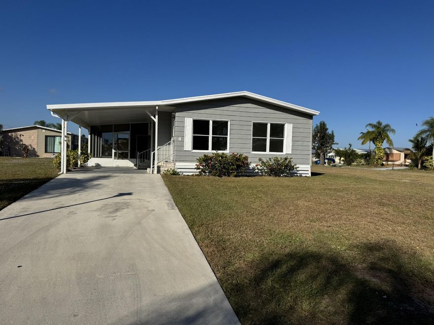 Beautifully updated home, with a brand new roof located on a quiet cul-de-sac in a vibrant 55+ community! This park-owned property offers exceptionally low lot rent at just $649/month, making it one of the best values in the area. Inside, enjoy brand-new appliances, modern laminate flooring, and fresh interior paint for a bright, move-in-ready feel. A freshly painted screened room and exterior storage area add extra convenience and comfort. The community is packed with amenities, including free golf, multiple pools, tennis, pickleball, bocce, shuffleboard, a workshop, and so much more. Trash and recycling services are also included. Don't miss this affordable, beautifully updated home with incredible amenities in a fantastic 55+ neighborhood!