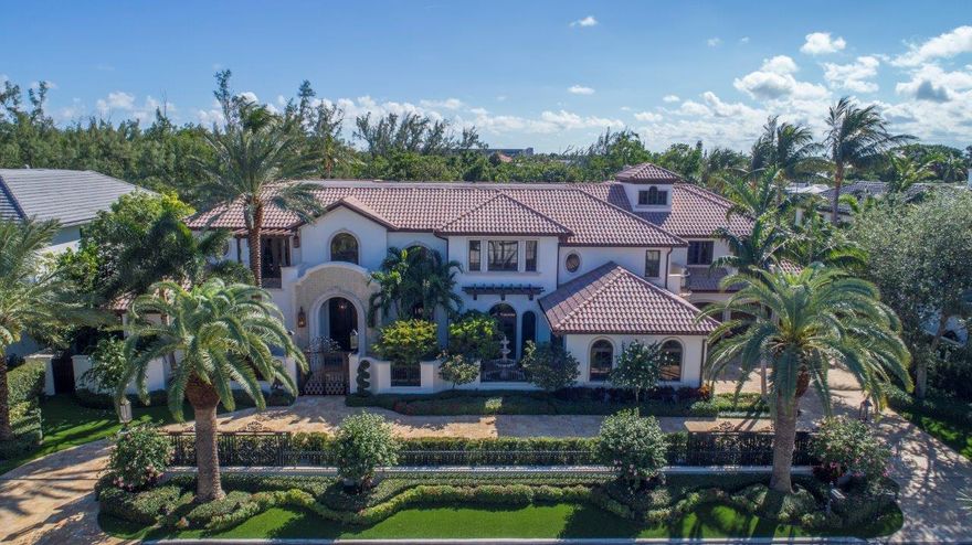 Recently Refurbished, ''La Casa Delle Palme'' resides on a lot and a half of 150± ft of deepwater on the Royal Palm Waterway Canal with sought-after southern exposure and ultimate privacy facing the Capone Island Nature Preserve.
A gated motor court usher guests to this exquisite mansion with imposing foyer entrance.  All major rooms feature views of the pool and waterway beyond.
Resort-like infinity edge pool with spa and expansive loggia are perfectly designed for large scale entertaining.  A 6-bay garage, plus golf cart storage for the car enthusiast. MLS DISCLAIMER: The written and verbal information provided including but not limited to prices, measurements, square footages, lot sizes, calculations and statistics have been obtained and conveyed from third parties such as the applicable Multiple Listing Service, public records as well as other sources. All information including that produced by the Sellers or Listing Company are subject to errors, omissions or changes without notice and should be independently verified by any prospect for the purchase of a Property.  The Sellers and Listing Company expressly disclaim any warranty or representation regarding all information.  Prospective purchasers' use of this or any written and verbal information is acknowledgement of this disclaimer and that Prospects shall perform their own due diligence.  Prospective purchasers shall not rely on any written or verbal information provided when entering into a contract for sale and purchase.  Some affiliations may not be applicable to certain geographic areas. If your property is currently listed, please do not consider this a solicitation.   In the event a Buyer defaults, no commission will be paid to either Broker on the Deposits retained by the Seller. "No Commissions Paid until Title Passes."    Buyer pays title insurance, Florida documentary stamps, and all other closing costs for New Construction and land use. Copyright 2017 Listing Company.  All Rights Reserved.