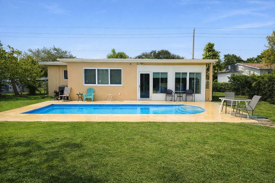 Rarely available POOL HOME in Hollywood Hills, FL. "NO HOA"—ideally located near Memorial Hospital & offering 1,715 sq ft under air w/ 3 Bed & 2 Bath. Enjoy peace of mind w/ a New Roof (2024), Impact Windows, & a Tankless Water Heater. This spacious split-bedroom layout features walk-in closets, a combined living/dining area, a cozy family room, & a 1-car garage. Step into the bright Sunroom, can easily be converted to 4th bedroom, overlooking the In-Ground Pool, plus an expansive yard w/ fruit trees—perfect for entertaining or unwinding. Minutes from Hollywood Beach, Hard Rock Casino, & Ft. Lauderdale Airport. Investment-friendly opportunity—this home is also ideal for short-term rental use & offers strong potential for an Airbnb-style setup (buyer to verify local regulations).