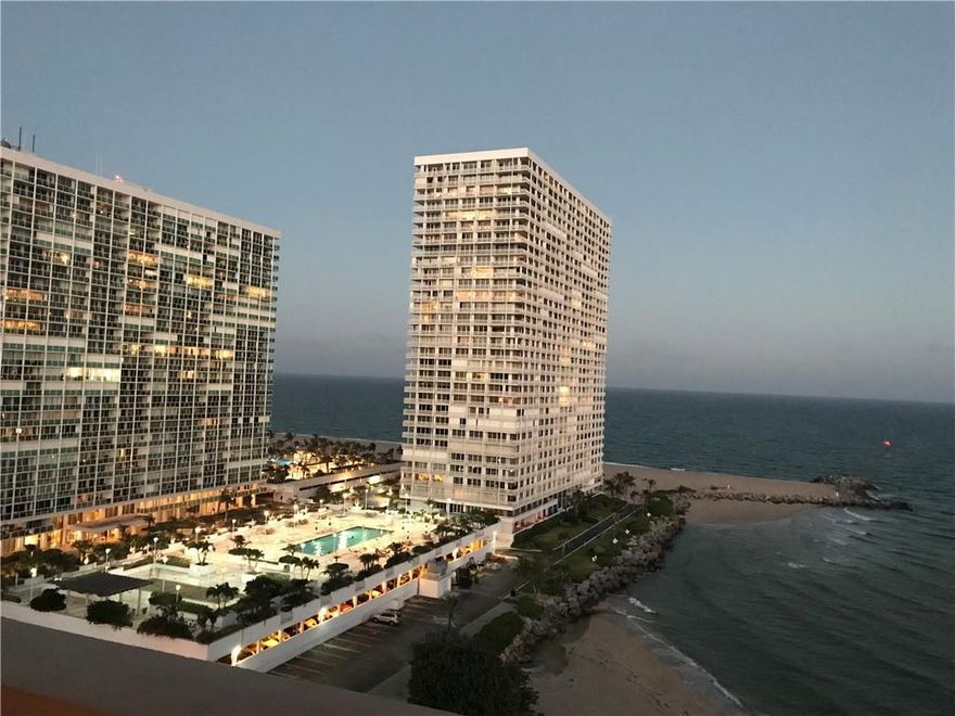 Remarkable Turnkey Ocean Front Condo at the Sky Harbour East! Enjoy panoramic views from every window in this larger 2 Bedroom 2 bathroom unit, features a bonus dining or den area with stunning views, full size laundry room, oversized Master bedroom with extra large walk in closet. This apartment is ready to move in, clean and bright with hurricane impact windows & doors, impress your guests with the buildings modern social rooms, gym, pool, private beach, not to mention waking up to coffee on your terrace with the sun rising and your evening cocktail with super yachts and cruise ships passing by. Minutes from Ft.Lauderdale airport, Las Olas Shops & Restaurants and your feed in the sand. Call for your private showing!