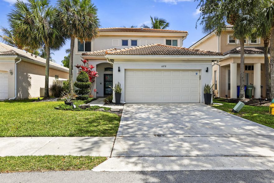 Welcome Home!! This beautiful 3 Bedroom 2 1/2 Bath Two Story House is waiting for You! Interior Features Include Updated Kitchen with Granite Countertops and Stainless Steel Appliances, Eat In Kitchen Area, Primary Suite with Walk in Closet and Huge Bathroom, Open Living Room, Updated Second Bathroom with Dual Sinks, Updates Throughout, Smart Home, Nest Thermostat, Tile and Laminate Floors. Exterior Features Include Hurricane Impact Windows, Impact Sliding Door, Front Door, 2 Car Garage, Modern Front Landscape and Large Fully Fenced Backyard with Mango Tree and Coconuts, Sun setter Power Retractable for Extra Shade, Paver Patio. Roof 2022. Incredibly low HOA cost!! Amazing Community and LOCATION!!