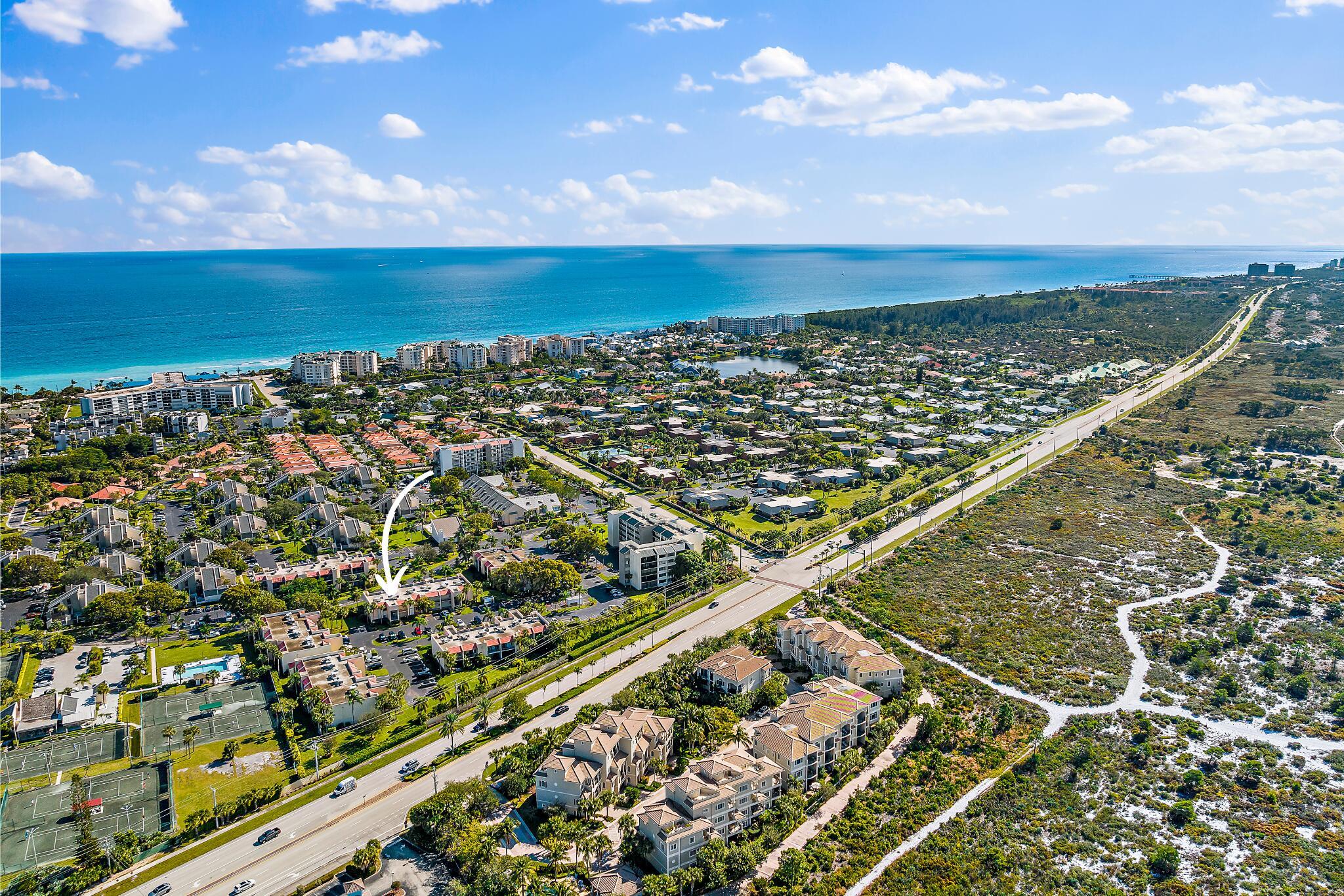 WOW...will do ANNUAL! in Jupiter Ocean and Racquet Club...a short walk to miles of sandy beaches along the Furbaby Friendly Jupiter Beach. This Tennis Villa Bldg is only Tennis Villa with elevator.