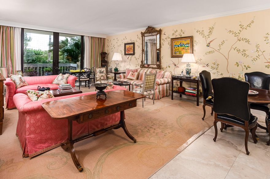 A garden 2-bedroom 2 bath apartment in one of the best ocean front buildings in Palm Beach. The apartment has a terrace and an outside open courtyard. Close proximity to world renown Worth Avenue, high-end retail, restaurants, galleries and the Lake Trail.  The apartment faces north and has partial ocean views from the second bedroom and the garden terrace.  The building is a full-service building with 2 parking spaces in the garage, beach access, pool, exercise room, community room with a full kitchen and a full building generator.