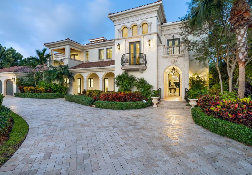 On this marvelously landscaped half-acre property with stately formal gardens, a dock and 135± feet on the Intracoastal Waterway, residents enjoy spectacular sunset views from the loggias and balconies of this magnificent estate. The panoramic water-view grand loggia features a tremendous seating area with a fireplace and wet bar, perfect for gracious entertaining, as well as for intimate dining alfresco. Set within the expansive lush, green-carpeted lawn, the sun-splashed pool, with a fountained waterfall spa, overlooks the Intracoastal Waterway as its dramatic backdrop.

Unparalleled magnificence, timeless beauty, incredible Intracoastal Waterway sunset views, and every desirable luxe amenity combine to create the ultimate Boca Raton, South Florida oasis at this five-bedroom, European-inspired, waterfront masterpiece, with 11,612± total square feet.  An exquisite marble reception room, with a wrought-iron embellished stairway and elevator vestibule, introduces the grand salon, which is finished with rich mahogany flooring, a designer coffered ceiling, a stone-carved fireplace, and a bank of French doors that open to the Intracoastal-view pool deck and loggia. An elegant gallery, with arches supported by columns, connects the estate's first-floor public rooms. The elegant formal dining room, crowned by a double-tray ceiling, is appointed with a buffet, and garden views are offered through French doors that open to the front loggia. A  spacious marble wet bar connects the dining room to the gourmet kitchen, which serves the adjoining breakfast room and family room. With a massive center island that can accommodate seating, the marble-appointed kitchen is fitted with professional-grade appliances and finely crafted custom cabinetry. The breakfast room, finished with mahogany built-in cabinetry, opens to the pool-view loggia, as does the capacious mahogany-paneled family room, which features a fireplace and full wet bar with a wine cellar. Just adjacent is the fully equipped theater. The second-floor landing expands into a richly paneled office/living room, which serves the opulent primary suite, a VIP suite and two guest bedroom suites. A sanctuary of serenity, the primary suite comprises a luxurious bedroom, with a fireplace, joined by two spa-inspired opulent marble bathrooms, dressing room, and custom fitted closets, as well as a private office and private sitting room, both which open to a private balcony. The VIP suite also opens to a private water-view balcony. Coming with this estate are two laundry rooms, a three-car garage and back-up generator. In all, this magnificent estate provides a unique opportunity to experience a luxury lifestyle at its most refined.

Prior to scheduling a showing, Seller requires a Letter Of Financial Capability from a US bank be providing to Listing Broker.

Set within the expansive lush, green-carpeted lawn, the sun-splashed pool, with a fountained waterfall spa, overlooks the Intracoastal Waterway as its dramatic backdrop.  Unparalleled magnificence, timeless beauty, incredible Intracoastal Waterway sunset views, and every desirable luxe amenity combine to create the ultimate Boca Raton, South Florida oasis at this five-bedroom, European-inspired, waterfront masterpiece, with 11,612± total square feet.  An exquisite marble reception room, with a wrought-iron embellished stairway and elevator vestibule, introduces the grand salon, which is finished with rich mahogany flooring, a designer coffered ceiling, a stone-carved fireplace, and a bank of French doors that open to the Intracoastal-view pool deck and loggia. An elegant gallery, with arches supported by columns, connects the estate's first-floor public rooms. The elegant formal dining room, crowned by a double-tray ceiling, is appointed with a buffet, and garden views are offered through French doors that open to the front loggia. A  spacious marble wet bar connects the dining room to the gourmet kitchen, which serves the adjoining breakfast room and family room. With a massive center island that can accommodate seating, the marble-appointed kitchen is fitted with professional-grade appliances and finely crafted custom cabinetry. The breakfast room, finished with mahogany built-in cabinetry, opens to the pool-view loggia, as does the capacious mahogany-paneled family room, which features a fireplace and full wet bar with a wine cellar. Just adjacent is the fully equipped theater. The second-floor landing expands into a richly paneled office/living room, which serves the opulent primary suite, a VIP suite and two guest bedroom suites. A sanctuary of serenity, the primary suite comprises a luxurious bedroom, with a fireplace, joined by two spa-inspired opulent marble bathrooms, dressing room, and custom fitted closets, as well as a private office and private sitting room, both which open to a private balcony. The VIP suite also opens to a private water-view balcony. Coming with this estate are two laundry rooms, a three-car garage and back-up generator. In all, this magnificent estate provides a unique opportunity to experience a luxury lifestyle at its most refined. Prior to scheduling a showing, Seller requires a Letter Of Financial Capability from a US bank be providing to Listing Broker.

DISCLAIMER: Information published or otherwise provided by the listing company and its representatives including but not limited to prices, measurements, square footages, lot sizes, calculations, statistics, and videos are deemed reliable but are not guaranteed and are subject to errors, omissions or changes without notice. All such information should be independently verified by any prospective purchaser or seller. Parties should perform their own due diligence to verify such information prior to a sale or listing. Listing company expressly disclaims any warranty or representation regarding such information. Prices published are either list price, sold price, and/or last asking price. The listing company participates in the Multiple Listing Service and IDX. The properties published as listed and sold are not necessarily exclusive to listing company and may be listed or have sold with other members of the Multiple Listing Service. Transactions where listing company represented both buyers and sellers are calculated as two sales. The listing company's marketplace is all of the following: Vero Beach, Town of Orchid, Indian River Shores, Town of Palm Beach, West Palm Beach, Manalapan Beach, Point Manalapan, Hypoluxo Island, Ocean Ridge, Gulf Stream, Delray Beach, Highland Beach, Boca Raton, East Deerfield Beach, Hillsboro Beach, Hillsboro Shores, East Pompano Beach, Lighthouse Point, Sea Ranch Lakes and Fort Lauderdale. Cooperating brokers are advised that in the event of a Buyer default, no financial compensation will be paid to a cooperating Broker on the Deposits retained by the Seller. No financial compensation will be paid to any cooperating broker until title passes or upon actual commencement of a lease. Some affiliations may not be applicable to certain geographic areas. If your property is currently listed with another broker, please disregard any solicitation for services. Copyright 2022 by the listing company. All Rights Reserved.