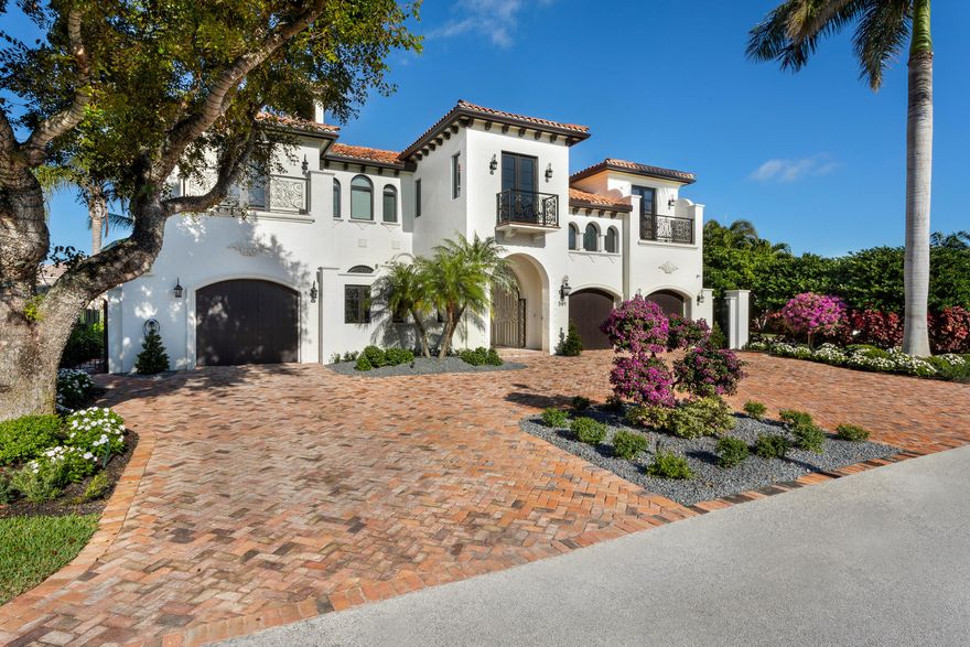 A beautifully landscaped brick motor court and a welcoming gated inner courtyard with a fountain introduce this impressive residence. With 100± feet on the waterfront and a deep-water full-service dock, this legacy property offers beautiful partial views down the canal to a nature preserve. Sundrenched and serene, with mature low-maintenance landscaping providing privacy, a dining loggia and a summer-kitchen loggia overlook the free-form waterfall pool and Jacuzzi set within a bricked terrace, and a walkway leads to the private sauna. Shown by appt. only. DISCLAIMER: Information published or otherwise provided by the listing company and its representatives including but not limited to prices, measurements, square footages, lot sizes, calculations and statistics are deemed reliable but are not guaranteed and are subject to errors, omissions or changes without notice. All such information should be independently verified by any prospective purchaser or seller. Parties should perform their own due diligence to verify such information prior to a sale or listing. Listing company expressly disclaims any warranty or representation regarding such information. Prices published are either list price, sold price, and/or last asking price. The listing company participates in the Multiple Listing Service and IDX. The properties published as listed and sold are not necessarily exclusive to listing company and may be listed or have sold with other members of the Multiple Listing Service. Transactions where listing company represented both buyers and sellers are calculated as two sales. The listing company's marketplace is all of the following: Vero Beach, Town of Orchid, Indian River Shores, Town of Palm Beach, West Palm Beach, Manalapan Beach, Point Manalapan, Hypoluxo Island, Ocean Ridge, Gulf Stream, Delray Beach, Highland Beach, Boca Raton, East Deerfield Beach, Hillsboro Beach, Hillsboro Shores, East Pompano Beach, Lighthouse Point, Sea Ranch Lakes and Fort Lauderdale. Cooperating brokers are advised that in the event of a Buyer default, no commission will be paid to a cooperating Broker on the Deposits retained by the Seller. No commissions are paid to any cooperating broker until title passes or upon actual commencement of a lease. Some affiliations may not be applicable to certain geographic areas. If your property is currently listed with another broker, please disregard any solicitation for services. Copyright 2021 listing company All Rights Reserved.