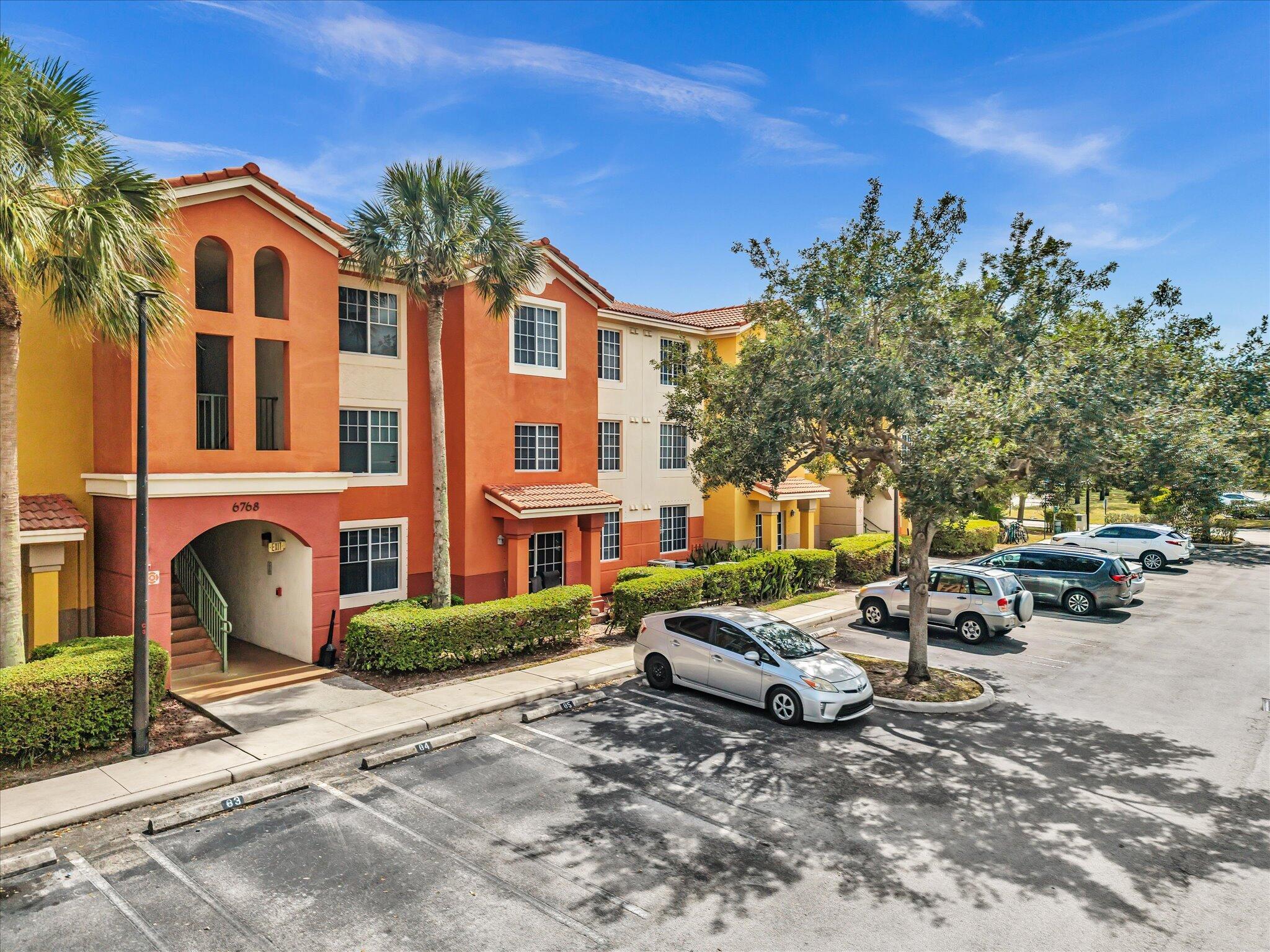 Top floor condo in a 3 story elevator building situated in a residential area of Boynton Beach. Enjoy the landscape view from your peaceful perch. This Green Cay 3 bedroom 2 bath unit offers a large kitchen with a generous pantry, in unit full size washer and dryer, and walk in closets. Primary Bedroom features an en-suite bath for privacy. Freshly painted interior and tile flooring throughout. Amenities include a Community Pool, Playground and BBQ/Picnic area. 2 Pets allowed up to 40 pounds each, no aggressive breeds, commercial vehicles prohibited. Cable and water included in Condo dues. Investor friendly, no waiting period, rent right away!