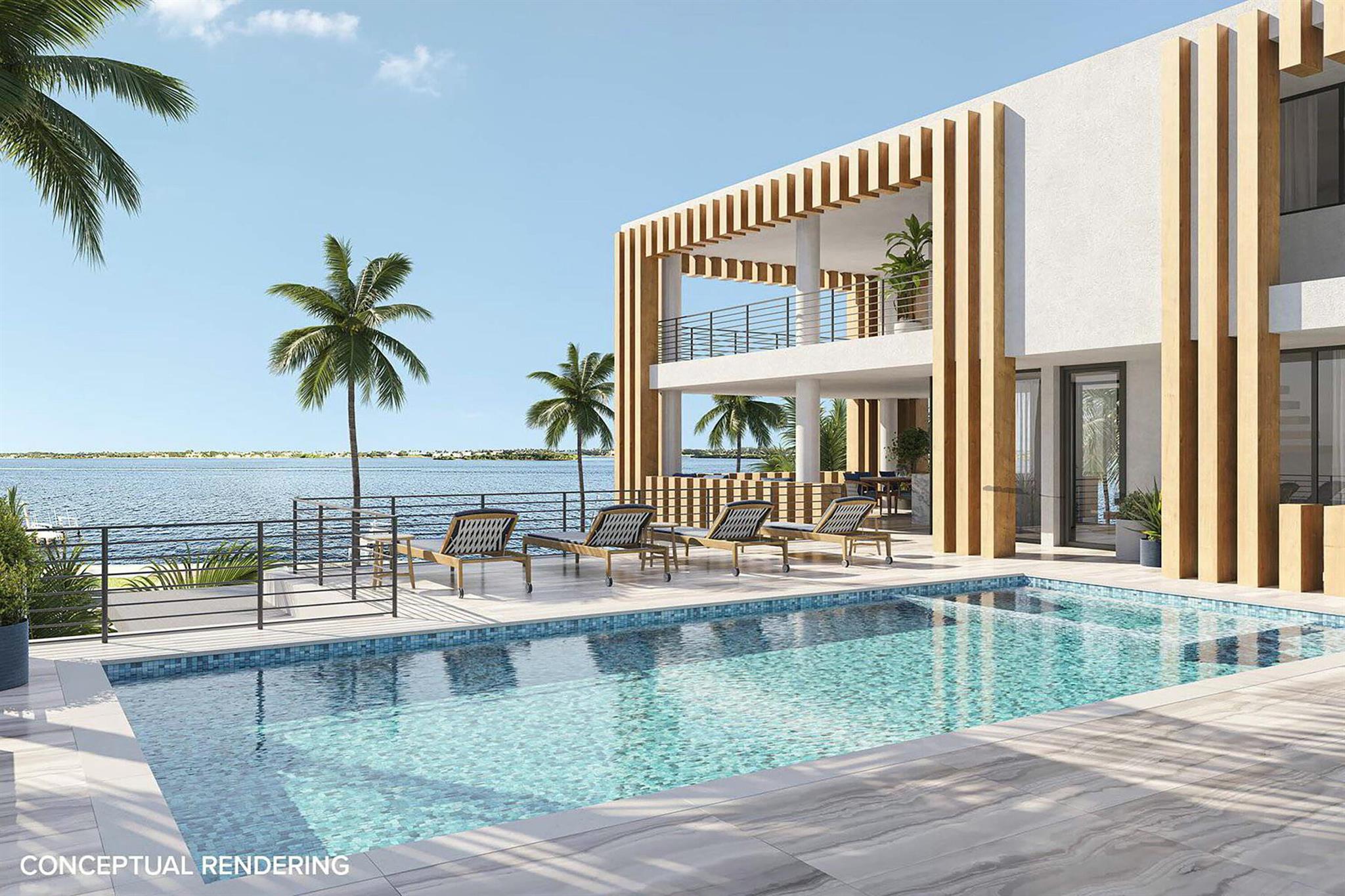 6315 S. Flagler is the best location in wpb with unobstructed water views out of the flight path. There is a dock in place with a permit for 100 ft dock & 2 lifts. The home will be outfitted with top Italian Mnfct in every category - 2 Arclinea kitchens - Poltrona Frau custom furniture throughout - his and hers closets made from Ferrari leather - floor to ceiling Florim tile in every bathroom with Fantini fixtures & designer vanities - second story large pool with spa and outdoor bbq, television & covered bar area - movie theater - spa with salon, sauna and massage - maids quarters - waterfront gymnasium - 2 offices - 2 laundry rooms - outdoor fire pit on the water - 3 stories - elevator - 2 fireplaces by pacfocus - 4 car garage - large living loggia - 2 gated entrances - av package.