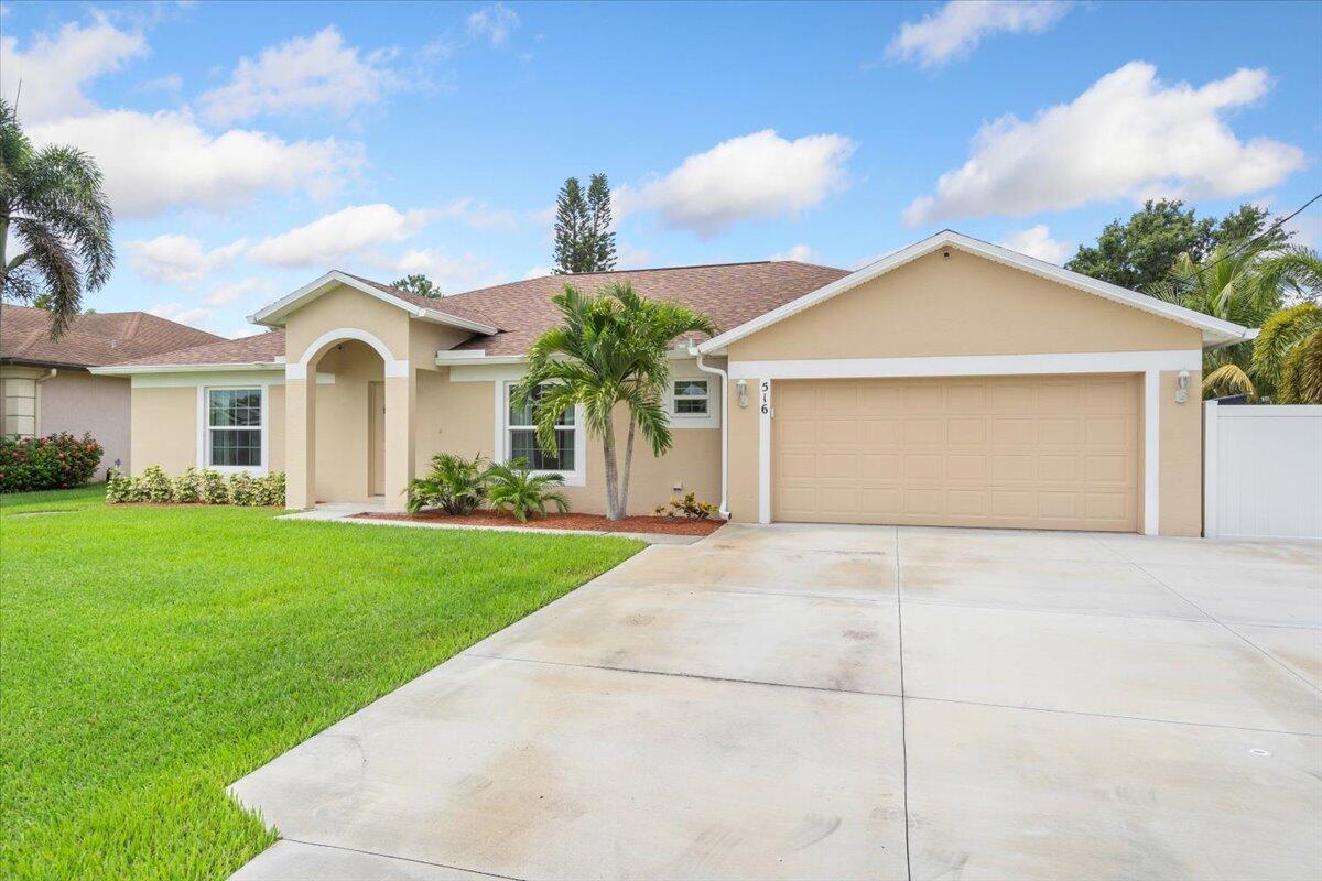Meticulously maintained 3 bed/2 bath CBS saltwater pool home with all the extras! Impact windows, New Roof (2024), Shed with electricity and generator, fenced yard, oversized driveway and screened garage. Bring your BOAT/RV - NO HOA. Spacious floor plan offers formal living & dining rooms, expansive kitchen with large island, pantry and breakfast nook. Expansive family room opens onto the lanai and pool - perfect for entertaining! Quiet neighborhood located off Becker Rd with easy access to I-95 & Turnpike for easy commuting and only 10 minutes to Tradition.