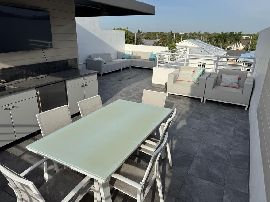 Walk, roll or ride to Atlantic Ave in just seconds...This incredible townhouse is so close to The Ave and Delray's Beaches that you'll forget how to drive. Enter your residence from 1st Ave or from your private 2-car garage. The 1st floor bedroom is essentially a second en suite master. The 2nd Floor is a spacious living and dining area open to the kitchen, which has a walk-in pantry, separate laundry, and powder bath. The 3rd floor master opens to a huge outdoor patio. The 3rd bedroom also opens to the patio, Continue to the Rooftop and enjoy each sunset or sunrise - and the Summer Kitchen will make every night magical. All of the shopping, dining, beaching, nightlife and live music of Downtown Delray is at your fingertips - make it a summer to remember