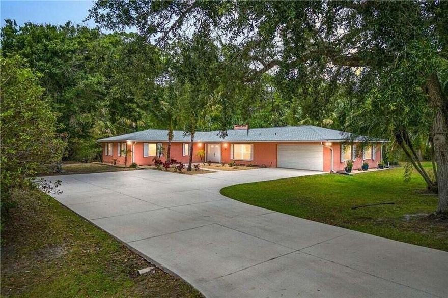 Explore the perfect rental opportunity with this expansive 2628 square-foot home, featuring 4 bedrooms, 3 bathrooms, and a 2-car garage. Situated on a half-acre corner lot in sought-after Vero Beach, this property boasts a large driveway that can accommodate your family and guests with ease. No HOA restrictions mean you can bring your RV or boat. The property is adorned with mature landscaping, a koi pond, a playground, and a spacious covered lanai, all within a fully fenced backyard that includes a shed for extra storage. There's also a private extra room, ideal for a guest room, office, or gym. Conveniently located with quick access to I-95, the Turnpike, schools, shopping, and the beach just minutes away.