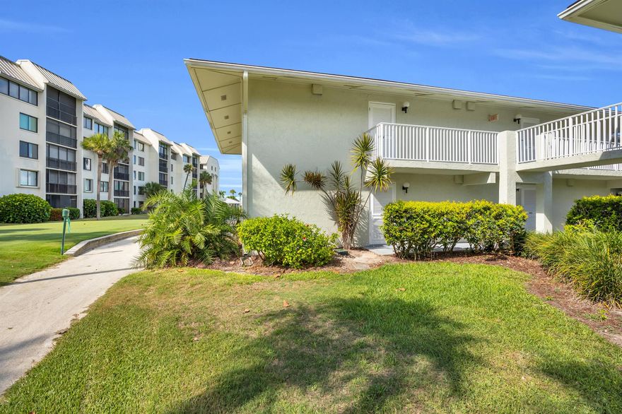 1BR/1BA first-floor unit in the desirable Golf Villas at Ocean Village! Enjoy coastal living with this beautifully decorated condo featuring wood-look flooring, a bright open kitchen, and a spacious living area that opens to a private patio surrounded by tropical landscaping. Located just steps from the beach and resort-style amenities including 24-hr gated security, golf, tennis, bocce, pickleball, multiple pools, fitness center, oceanfront dining, tiki bar & more. Perfect for full-time living, vacationing, or investment.