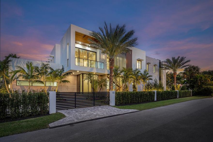 This new construction waterfront home is the perfect opportunity to own a slice of paradise in highly desirable East Delray . Situated just minutes from the beach, restaurants, shopping and entertainment, on a large corner lot with direct intracoastal views and access. Buyers can expect an unrivaled level of luxury in this secure gated estate.  This contemporary dream home is being built with meticulous attention to detail by renowned luxury home builder Frankel Homes, in collaboration with the area's top architect Randall Stofft. With almost 5700 square feet of living space featuring 6 bedrooms and 6.5 bathrooms, there is plenty of room to enjoy and entertain in style. Highlights of the property include expansive covered patio