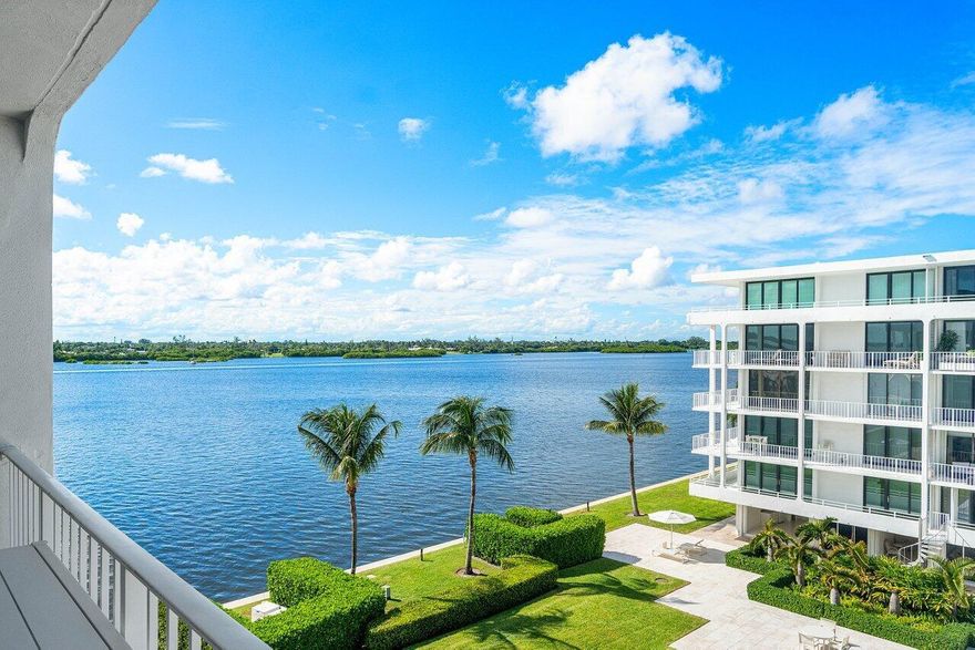 Stunning newly renovated Intracoastal offering! Beautifully reimagined 2-bedroom, 2-bath showcasing Intracoastal views and exquisite design throughout. The open, light filled plan is meticulously appointed with custom finishes and refined details. Notable features include wide plank oak floors, impact sliding doors, custom cabinetry, generous storage, and a deep, oversized terrace perfect for entertaining, and enjoying spectacular sunsets. The Cove is a full service building that has been recently reimagined with stunning common areas, fitness center, and a resort style pool. Deeded beach access across the way adjacent to the Four Seasons Resort. A poolside cabana is offered separately, completing this exceptional offering of effortless Palm Beach living. 2-car assigned parking.