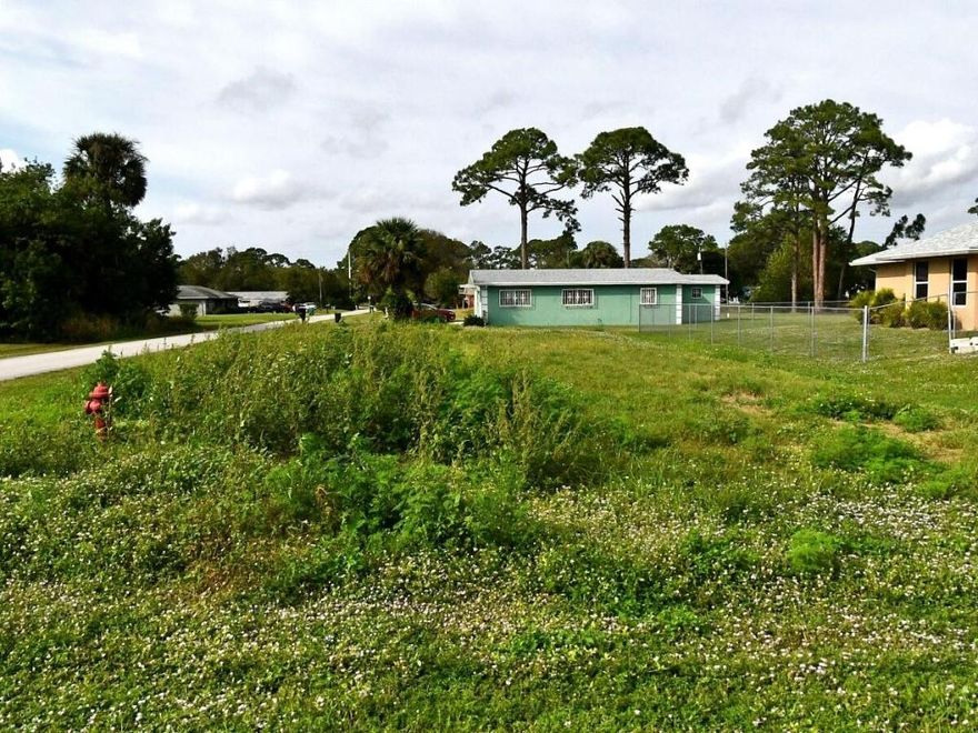 42' X 105' corner lot, does not meet requirements for current zoning although letter from St Lucie Cty, (letter is enclosed) that this is a buildable, Non-Conforming lot and with county approval may grant corner side set back, also Buyer must confirm that there is adequate lot space for septic, if system is required.  Buyer must make application to SLC planning and zoning. Buyer to confirm availability of public water and sewer or septic with Ft Pierce utilities