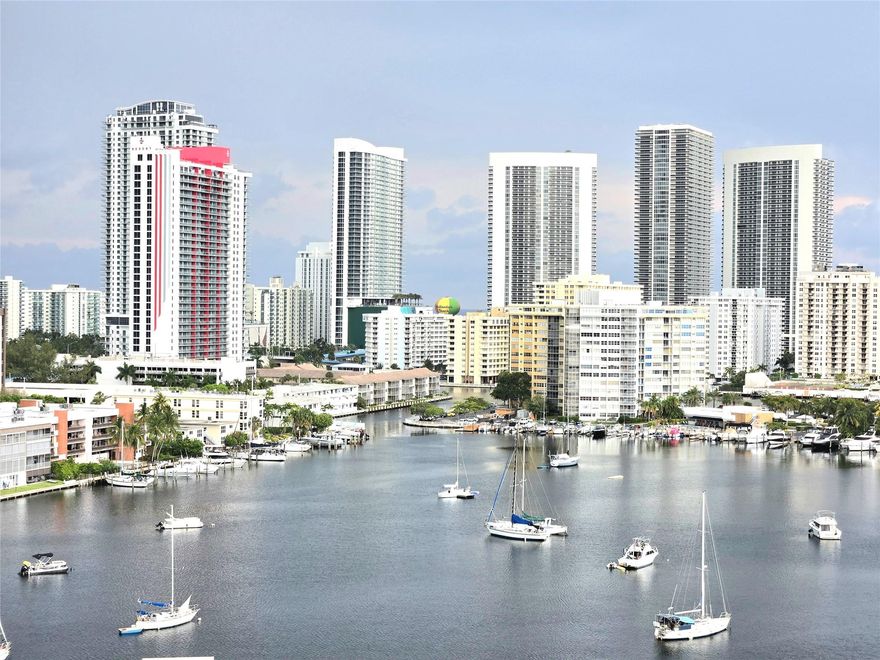 Experience breathtaking panoramic water views and stunning sunsets from this exceptional 15Th-floor unit nestled in Hallandale beach.2-bedrooms & 2 bathrooms condo features tranquil water views to enjoy the boats passing by and the most amazing sunsets. Porcelain floors throughout, updated kitchen and bathrooms, Spacious and full of natural light. Impact windows open up to a generous balcony to enjoy the amazing views. The community offers amenities such as laundry facilities on the same floor, heated pool, boat dock, exercise area, covered parking, and more. Located minutes from large retails stores, prime restaurants, Gulfstream Park, The Aventura Mall. Close to two major international airports and walking distance from the beach.