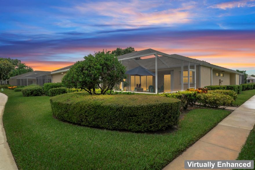 Florida Living at Its Best in St. Lucie West! Experience the best of Florida living in this freshly painted DiVosta villa featuring a large, fully screened patio--perfect for outdoor dining, entertaining, or simply relaxing year-round. This light-filled home offers an open floorplan with tile through-out, vaulted ceilings, skylights, and split bedrooms--each with direct access to the outdoor living space.  Accordion hurricane shutters and NO polybutylene pipes are welcome news when getting insurance!HOA fee includes lawn care, basic cable TV, exterior & roof maintenance, building insurance, on-site management, & more. Amenities include a pool, tennis courts, pickleball, sidewalks, and streetlights.  Location is convenient to I-95 & the St. Lucie West shopping, dining, and entertainment.