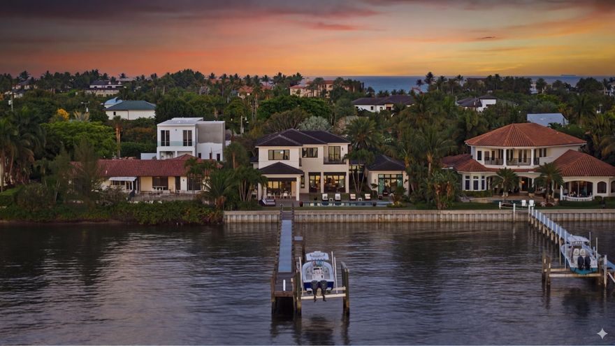 Welcome to an exceptional direct Intracoastal estate on exclusive Hypoluxo Island, masterfully built by renowned Hamptons builder Joseph Farrell. Showcasing timeless craftsmanship and effortless coastal sophistication, this five-bedroom, five-and-one-half-bath residence offers the perfect balance of luxury, comfort, and South Florida lifestyle.    Perfectly positioned on 100 feet of west-facing Intracoastal frontage, the property captures breathtaking sunset views and provides private dockage for a large vessel with convenient access to the ocean. The home's elegant interior is introduced by a dramatic two-story foyer and features expansive living spaces, oversized impact glass windows, elevated designer finishes, a state-of-the-art gourmet kitchen, and a desirable first-floor primary  suite designed for both privacy and convenience.    Outdoor living is equally spectacular, with an expansive entertaining terrace, summer kitchen, heated resort-style pool, and multiple spaces designed to maximize the extraordinary waterfront setting. Located just minutes from Eau Palm Beach Resort & Spa, Palm Beach, and the finest dining, shopping, and coastal amenities, this residence offers a rare opportunity to experience luxury waterfront living in one of Palm Beach County's most exclusive island communities.