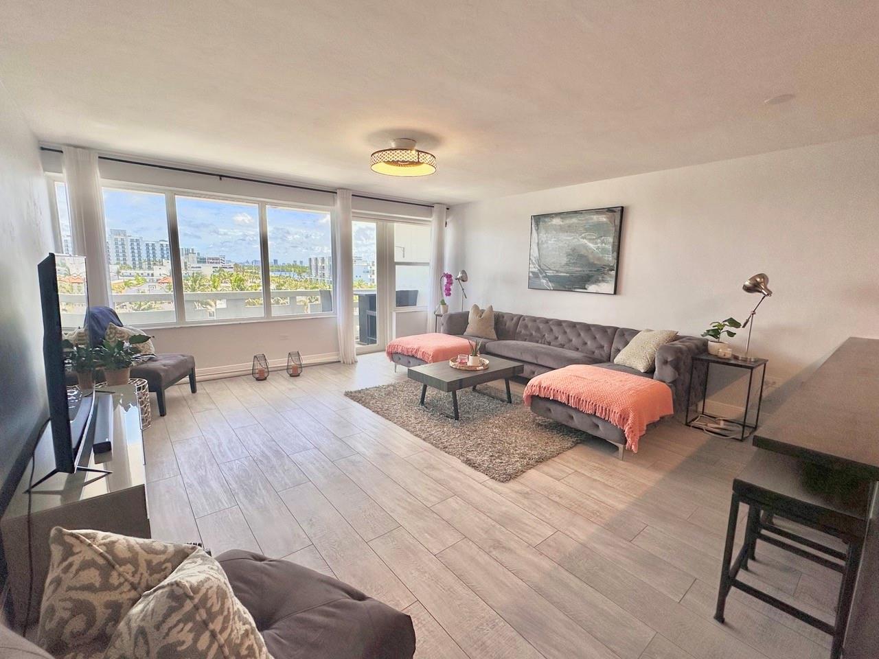 Ready to live on Hollywood Beach? Beautifully renovated 2 bed/2 bath unit now available for rent in one of the most iconic towers on central beach. With direct access to Hollywood's famed Broadwalk, you're just steps away from all the beachfront fun. The classically updated kitchen is open to the main living area offering lovely views through impact rated windows and doors. Wide plank, wood-look tile flooring creates a coastal modern feel. No popcorn ceilings here and the A/C is brand spanking new. And FYI..the seller has approval to add a washer and dryer in this unit. Hollywood Towers residents enjoy 24 hr. security, an elevated beachfront pool deck, a fitness room with ocean views/saunas and an impressive lobby with social spaces. You'll love living here.