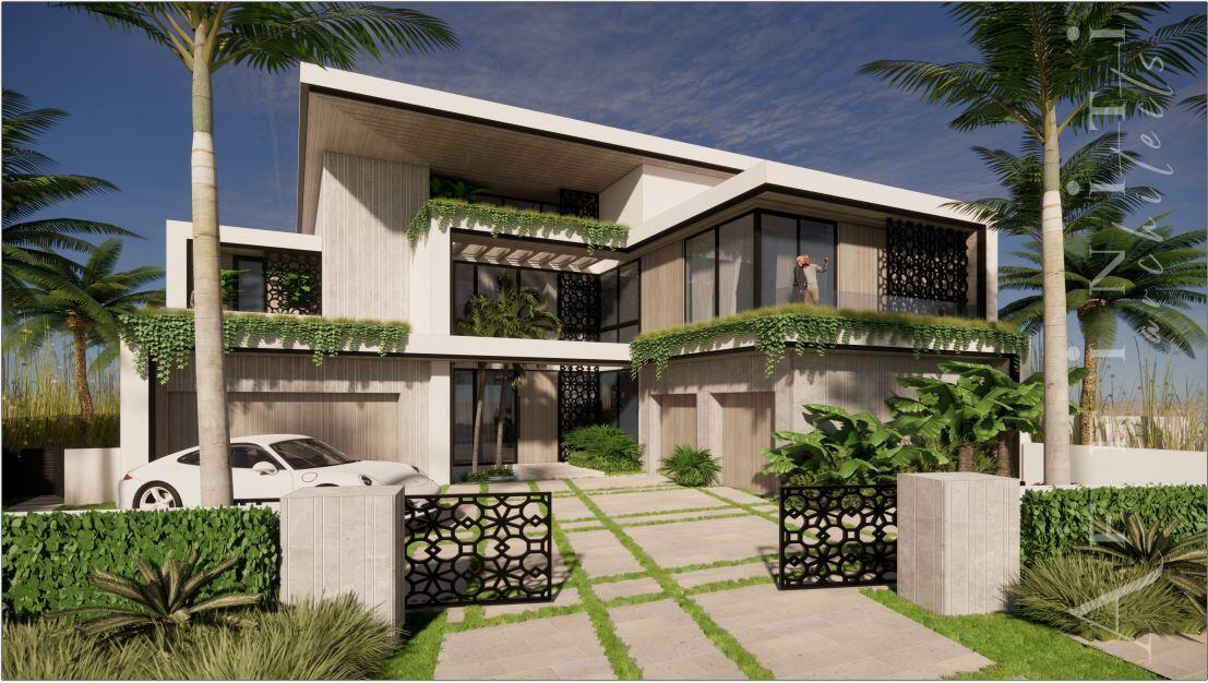 New Gated Organic Modern Intracoastal Estate sited on 93+/- of ''no wake'' Intracoastal overlooking the mega-mansions of Fifth Avenue Estates by award-winning Affiniti Architects and high styled Miami-based Farache Brumberg Design Studio. An expansive auto plaza greets guests to a modern three level oasis of draped foliage, open air portico entry, glass encased window walls and exotic coquina clad signature walls to create the ultimate waterfront estate residence in Boca Raton. Outdoor entertaining is enjoyed at the expansive Lanai with summer kitchen & spellbinding infinity edge pool. A short stroll to the Boca beaches, Downtown restaurant/shopping row and Mizner Park. Shown by Appt only to fully vetted buyers. Note: This a pre-construction price and will be increased during construction