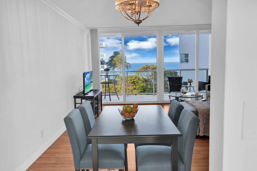 Beautifully renovated 2 bedroom 2 bathroom condo in the very special town of Hillsboro Beach.  This annual rental has ocean views from living room, dining room and master bedroom.  Intracoastal views from guest bedroom.  Tastefully updated kitchen with white shaker cabinets and quartz counter-tops and back splash.  Lovely updated bathrooms, laminate flooring, crown molding, exquisite light fixtures, Hurricane impact sliders and windows thru-out.  Diamondhead has undergone concrete restoration and has a fabulous new appearance.  Private Beach and Heated Pool, Exercise Room, and On Site Manager.