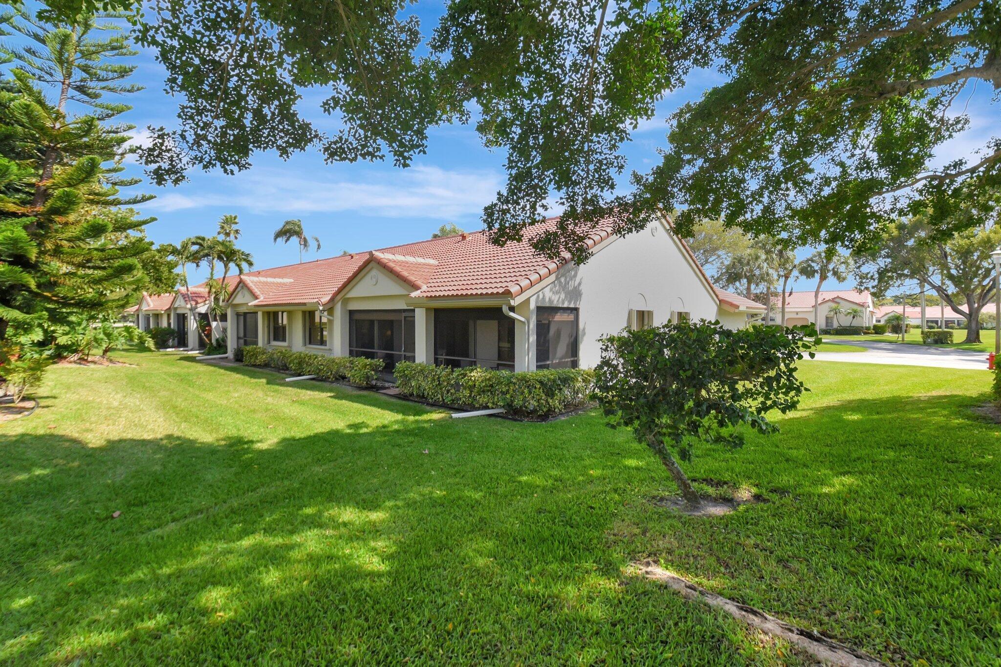 Welcome to your quiet and serene villa in Aberdeen East. Enjoy one of the best kept secrets in Boynton Beach! This end unit villa has 3 bedrooms and 2 bathrooms with a split floor plan perfect for guests and privacy. The living room and dining room are great for entertaining as well as the oversized back covered and screened patio. BRAND NEW ROOF. The very active community shares 3 Pools, Tennis & Pickleball, a gym. There is a lot of green space for nice leisurely walks around peaceful lakes. Outdoor maintenance includes landscape & pest. 55 plus Non-Equity. 2025 HOA fees: Video (TV) Only: $737.00, Triple Play (Internet, Full Cable & phone) $807.00. Buyer/buyer's broker to verify all information contained herein.