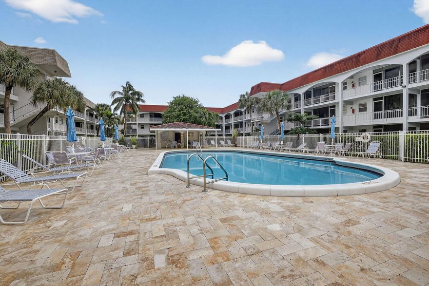 Welcome to Paradise Villas -- a charming 1-bedroom, 1-bath condo in a desirable 55+ community. This second-floor residence is an ideal primary or seasonal home and offers peaceful pool views from a private screened patio. The unit features tile flooring throughout and a previously remodeled kitchen with granite counters and stainless-steel appliances. Amenities include a community pool, and the property is just a few miles from the beach and close to restaurants and shopping. The condo is offered furnished. No pets per association. Don't miss this opportunity -- schedule your showing today!