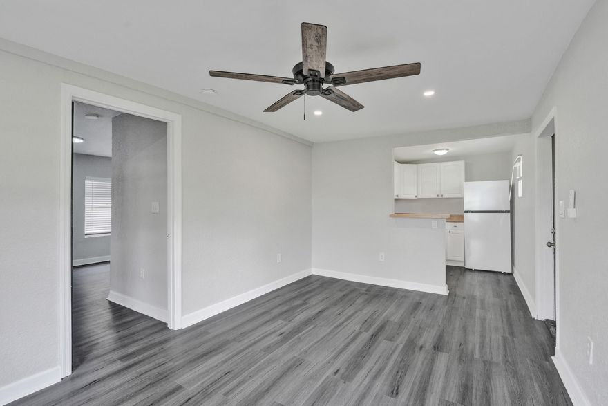 In search of an UPDATED rental with a private yard & laundry in shed? Look no further! Ideally located close to US1 & minutes from the beach, this 1BD|1BA GEM offers the RAPID APPROVAL & finishes you've been searching for. Key features include 2 DESIGNATED parking spots (tandem), luxury vinyl floors throughout, modern bathroom, new mini-split A/C's, walk-in closet, recessed lighting, freshly painted walls, natural light, & more! Enjoy the SAVINGS of having your rent include WATER, TRASH, & LAWN CARE! Check out this rental before it's gone! NO pets allowed. Sprinkler system was recently set up / grass has been virtually enhanced