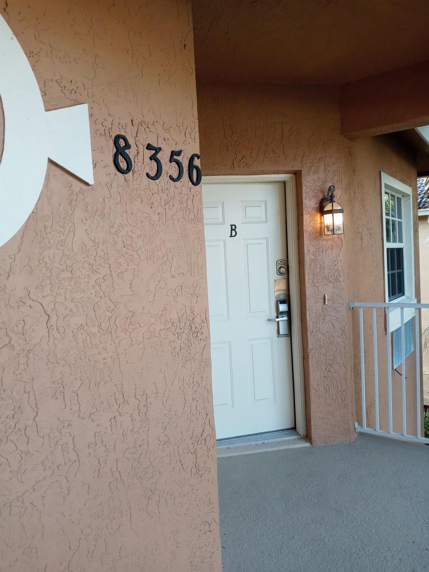 Quaint and quiet 2nd floor condo in PGA Village community, 24 hour manned guard gate for added security. Fully furnished 2nd floor unit, 2 double beds, full bathroom, kitchenette with sink, new microwave, small fridge. dining area, TV, internet and wifi. Washer and dryer shared with tenant in unit A. All utilities are included in the rent! Renter Ins required.  Assocation requires 15 days min to approve an application so move in date might not be March 1.