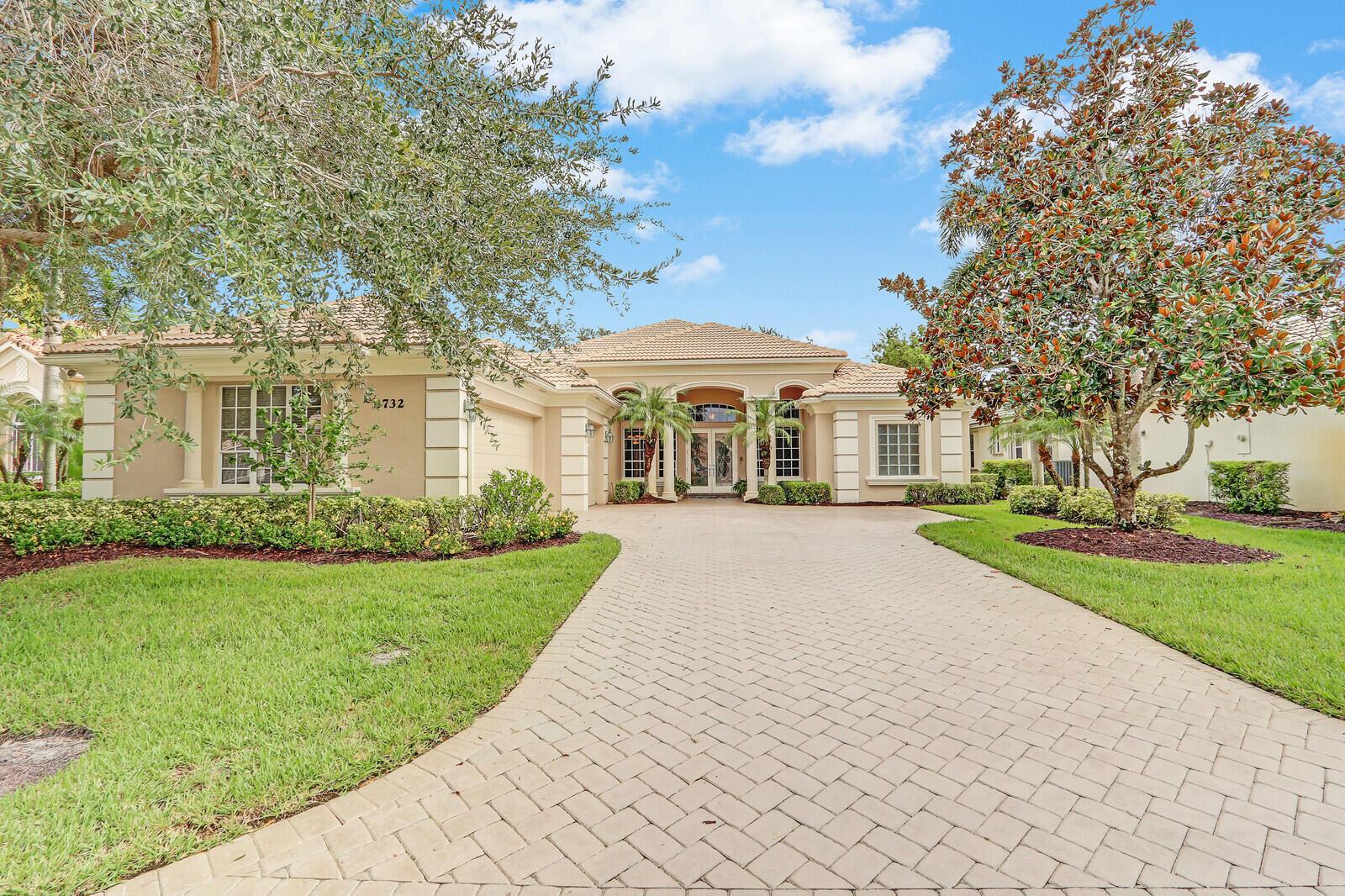 STUNNING POOL HOME WITH SWEEPING GOLF COURSE VIEW IN PGA VILLAGE! Over 3700 sq ft of A/C living space + 3 car garage. This meticulously maintained residence, owned by the original owners, showcases true pride of ownership & offers a perfect blend of luxury & comfort. Step inside the spacious & inviting layout to discover soaring high ceilings & a thoughtfully designed floor plan featuring 5 BEDROOMS + OFFICE/ DEN & 4 BATHS. The formal living & dining rooms with adjoining butler's pantry provide an elegant space for entertaining, while the family room seamlessly flows off the kitchen, creating a warm & inviting atmosphere for everyday living. Step outside to your private covered, screened lanai, complete with a sparkling POOL & SPA & a beautiful, private, peaceful view of the golf course