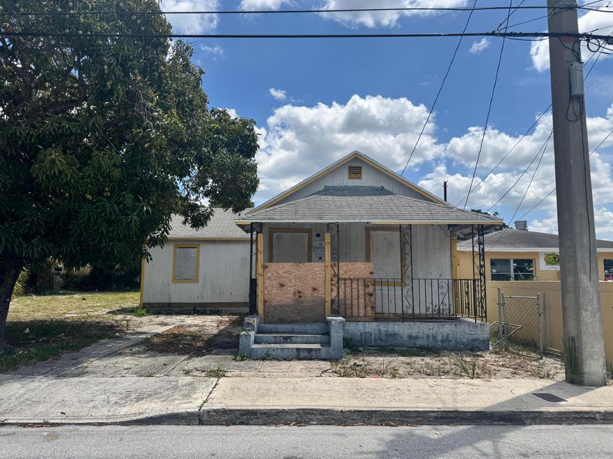 Rare redevelopment opportunity in the rapidly evolving Pleasant City/Northwood corridor. Property includes a rear CBS structure 2BR/ 1BA , front wood frame house.  Ideal for investors or developers seeking new construction project.  No income, structures require renovation. Development potential. Buyer to verify density, setbacks, and allowable unit count with the City of West Palm Beach Planning Division.  Surrounded by ongoing redevelopment and growth with easy access to US-1, the intracoastal and downtown West Palm Beach.  Sold AS-IS Cash buyers preferred.