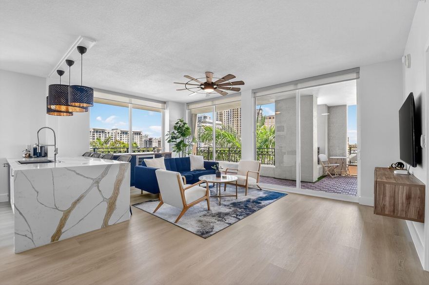AVAILABLE NOW! FULLY FURNISHED & TURNKEY! Recently renovated from top to bottom with designer finishes - this stunning 3-bedroom corner unit in CityPlace South Tower is the one you've been waiting for! With a brand-new chef's kitchen, custom built-ins, high-end appliances, and wide-plank luxury flooring throughout, no detail was overlooked. Natural light pours in through floor-to-ceiling impact windows, highlighting the sleek, modern design and open layout. Downtown West Palm Beach is in the midst of a major transformation, quickly becoming one of South Florida's most sought-after destinations for luxury living, investment, and innovation. With billions in new development underway -- including Class A office towers, world-renowned restaurants like Eataly, Milos, and Harry's of New York,